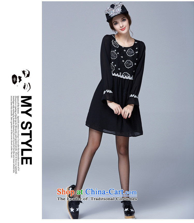 Rui Mei to 2015 to increase the number of women in the autumn of New mm thick Foutune of video thin chiffon stitching long-sleeved Sau San dresses N1026 3XL black picture, prices, brand platters! The elections are supplied in the national character of distribution, so action, buy now enjoy more preferential! As soon as possible.