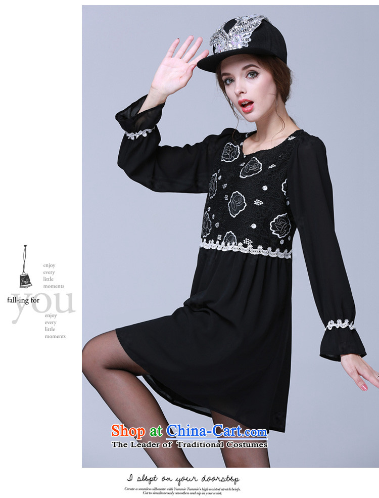 Rui Mei to 2015 to increase the number of women in the autumn of New mm thick Foutune of video thin chiffon stitching long-sleeved Sau San dresses N1026 3XL black picture, prices, brand platters! The elections are supplied in the national character of distribution, so action, buy now enjoy more preferential! As soon as possible.