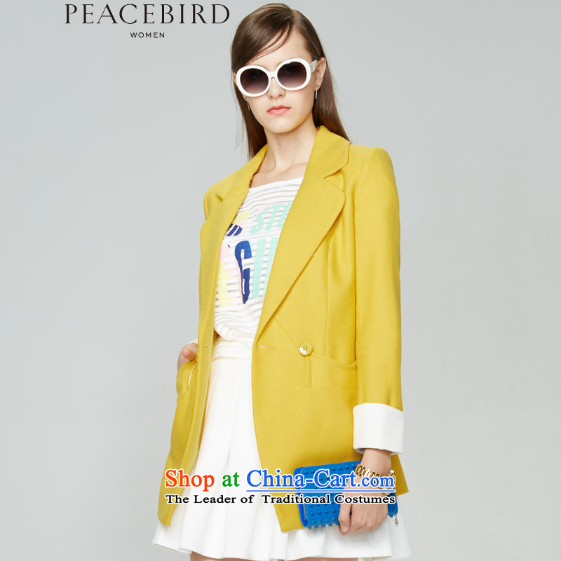 Women peacebird autumn 2015 new products Sau San?A3AA43402 coats?yellow?L?