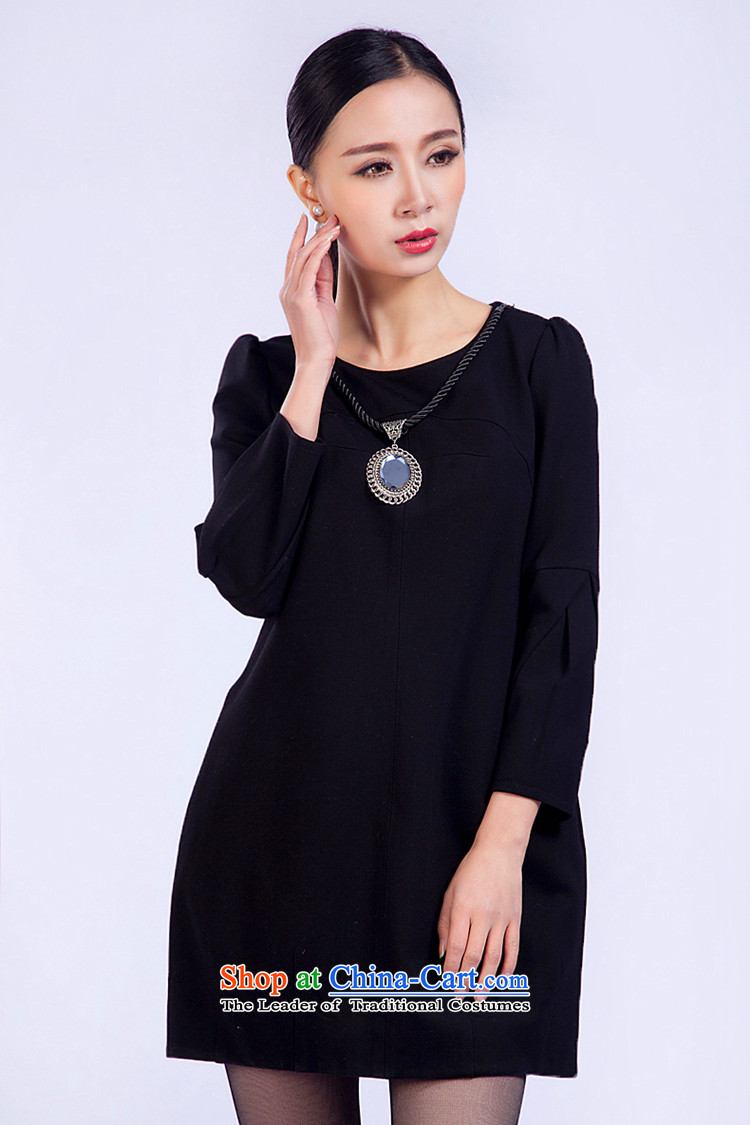2015 Autumn and winter, large long-sleeved dresses Korean version of minimalist retro thin cotton thick black XXXL h151012 products of pictures, prices, brand platters! The elections are supplied in the national character of distribution, so action, buy now enjoy more preferential! As soon as possible.