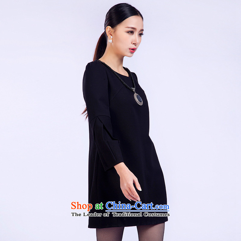 2015 Autumn and winter, large long-sleeved dresses Korean version of minimalist retro thin cotton thick black XXXL, h151012 medicines products products (pinmei Mei) , , , shopping on the Internet