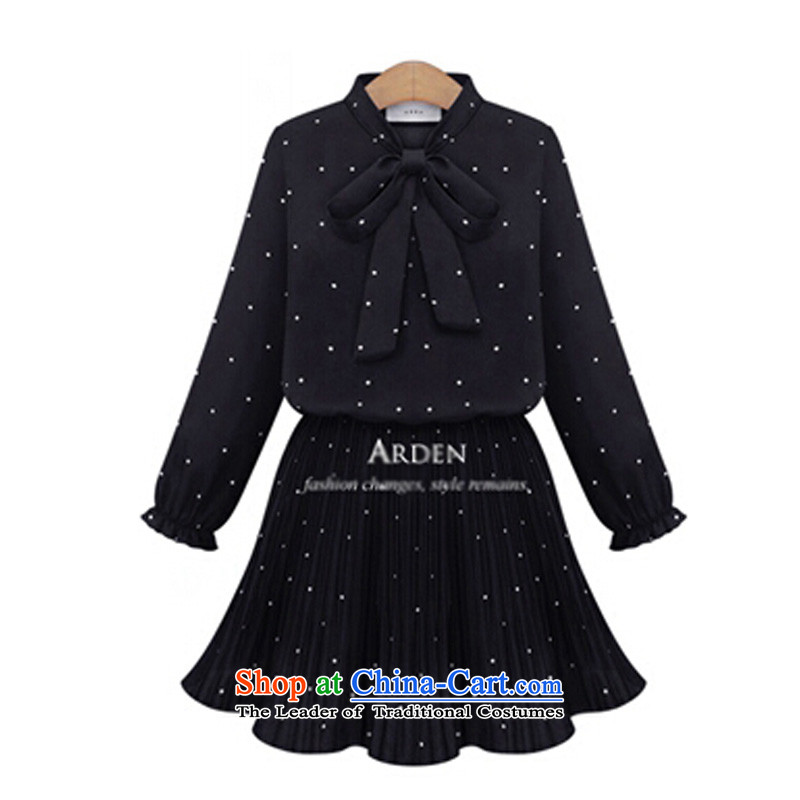 O Ya-ting to increase women's code 2015 autumn and winter dresses thick mm new graphics thin long-sleeved bow tie point stamp forming the wave skirt female 593 Black XL 115-128 recommends that you, O Jacob aoyating Ting () , , , shopping on the Internet