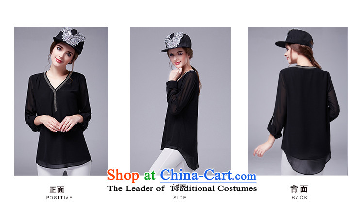 Rui Mei to large 2015 women with new expertise autumn mm to xl V-neck, forming the long-sleeved T-shirt chiffon shirt N1016 black 3XL picture, prices, brand platters! The elections are supplied in the national character of distribution, so action, buy now enjoy more preferential! As soon as possible.