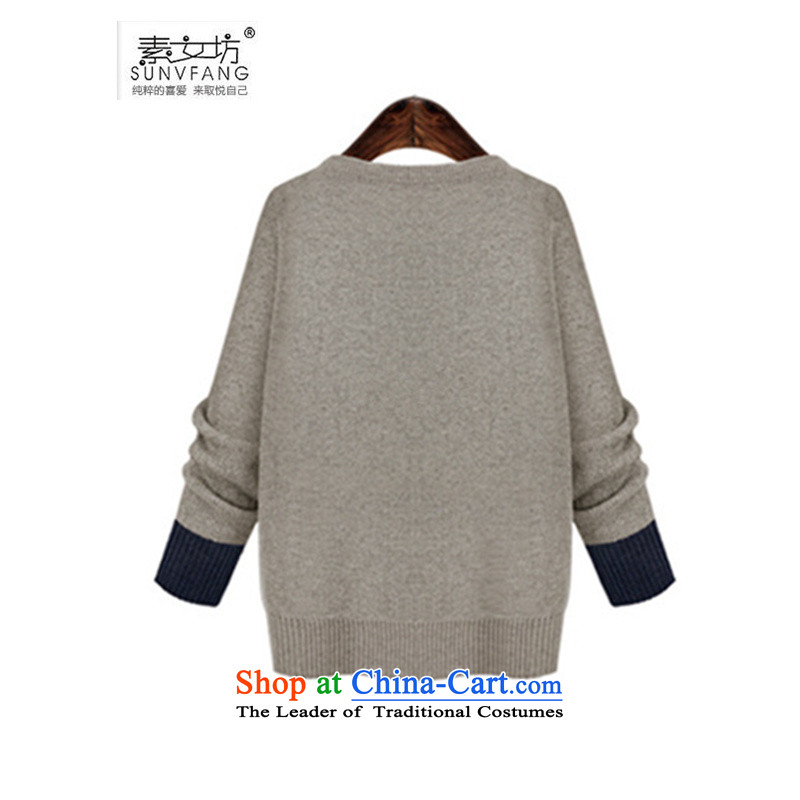 Motome square in Europe for larger women 2015 Fall/Winter Collections new owl embroidered woolen pullover long-sleeved wild knitwear B618 Light Gray 5XL 180-210 recommended weight, Motome Fong (SUNVFANG) , , , shopping on the Internet