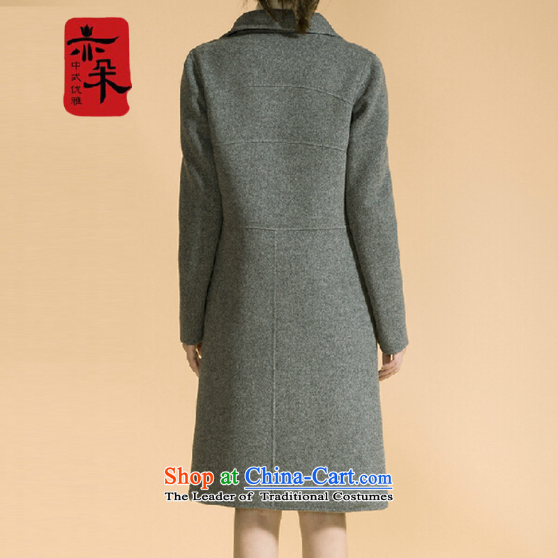 2015 Autumn and winter flower also new middle-aged temperament double-side elegant gross girls jacket? long wool coat? a jacket Reed Sau San within seven days of the Shipment Gray L, also a shopping on the Internet has been pressed.