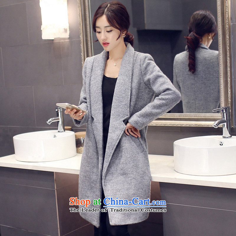 Stylish devil of the 2015 Fall/Winter Collections new Korean lapel in long coats)?   Graphics thin stylish wild commuter gross? female M133 jacket  XL, stylish devil of carbon (SHISHANGMOZHE) , , , shopping on the Internet