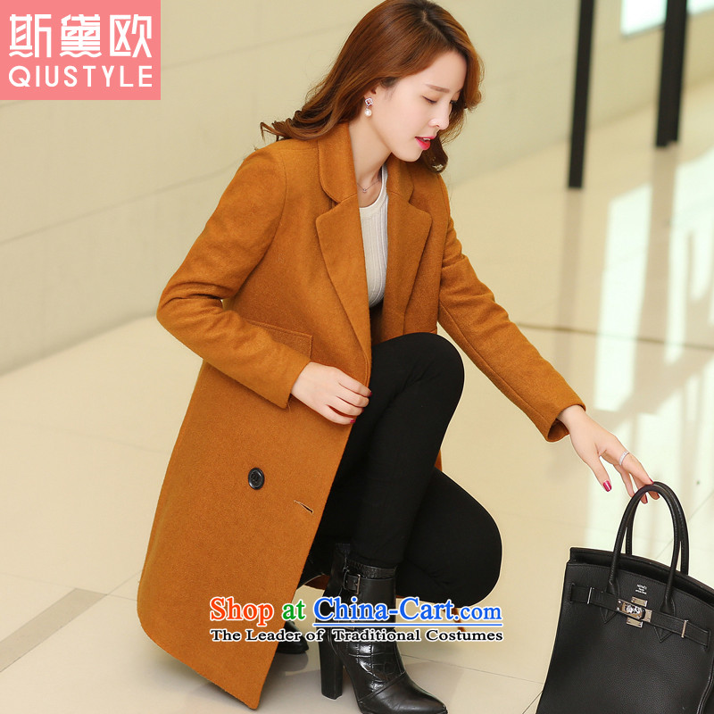 The Doi OSCE gross? 2015 autumn and winter coats female new larger female Korean version in the Sau San long wool coat 5165? yellow green xl,qiustyle,,, shopping on the Internet