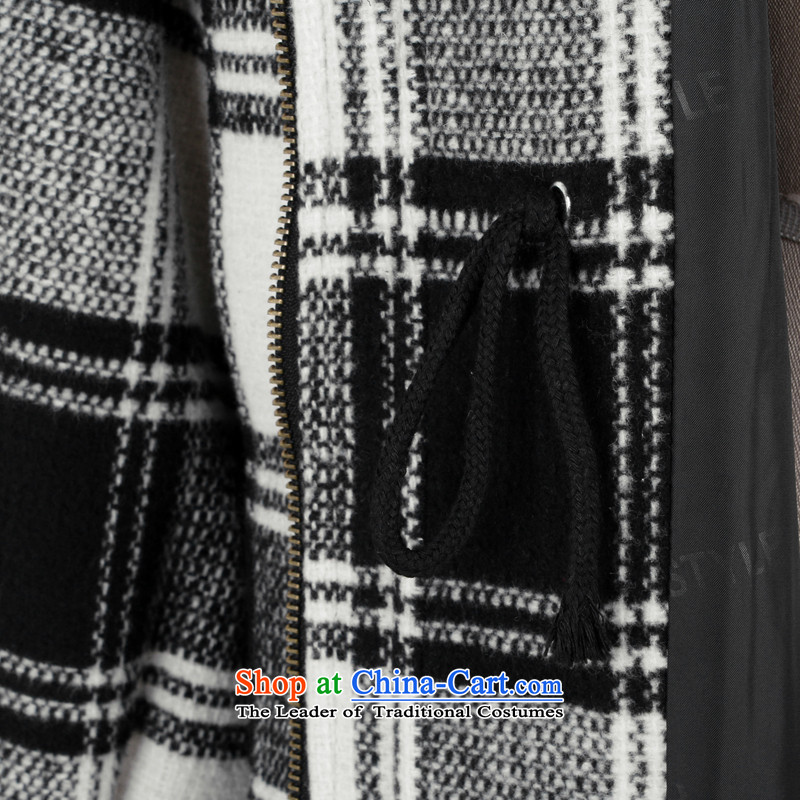 Korea has the Korean version of the Dag Hammarskjöld yi 2015 winter clothing new women's Mock-neck latticed drawcord HH4852 jacket?(6) gross black M, Korea has Yi Homes , , , shopping on the Internet