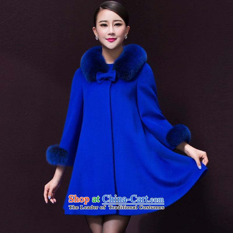 Elizabeth Overgrown Tomb, larger women fall/winter collections to intensify the Korean version of the new 2015 loose cloak? In long coats Gross Gross female blue coat? 3XL, Overgrown Tomb, (MANSHADINUO SA) , , , shopping on the Internet