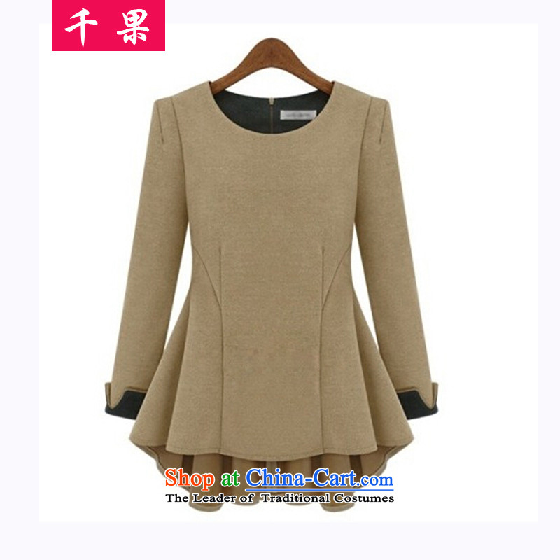 The results of the women's extra load autumn large long-sleeved new thick sister loose video thin t-shirt female thick mm to increase the number of Sau San, forming the basis of the Netherlands wine red 5XL, but Seoulites have taken thousands of fruit (QIANGUO) , , , shopping on the Internet