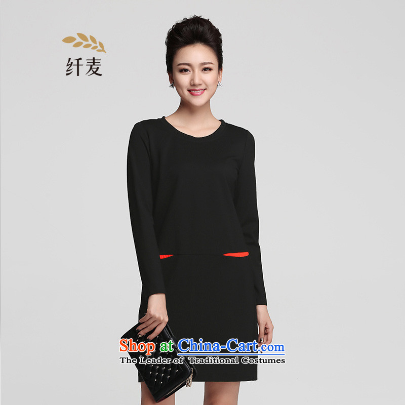 Part of the pre-sale of small Migdal Code women 2015 Autumn replacing the new mm thick solid stylish and simple to xl dresses 953101303 black pre-sale 11.20 shipment2XL