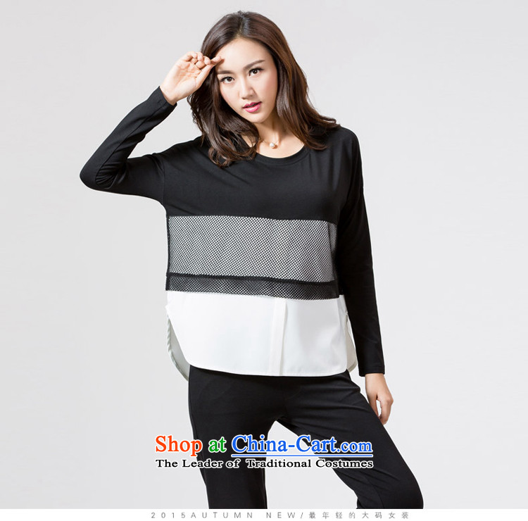 The interpolator auspicious to Korean 2015 XL female thick mm autumn replacing the new color stitching relaxd knocked long-sleeved T-shirt, black-and-white color spell checker shirt K5669 4XL Photo, prices, brand platters! The elections are supplied in the national character of distribution, so action, buy now enjoy more preferential! As soon as possible.