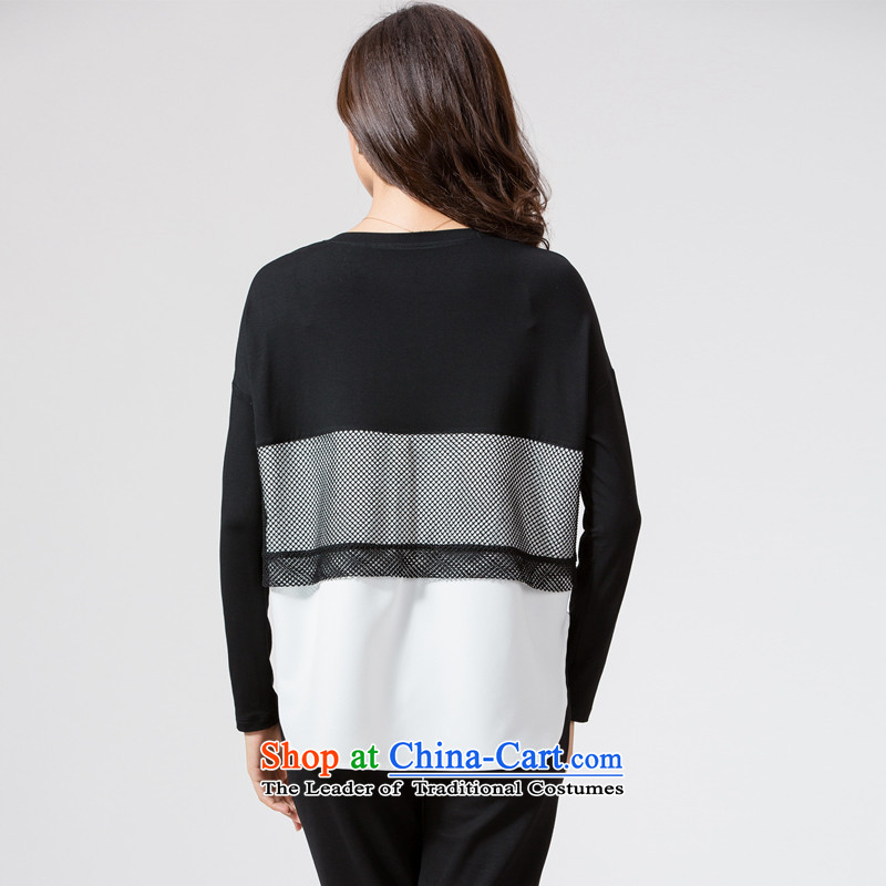 The interpolator auspicious to Korean 2015 XL female thick mm autumn replacing the new color stitching relaxd knocked long-sleeved T-shirt, black-and-white color T-shirt K5669 4XL, giggling auspicious spell checker , , , shopping on the Internet
