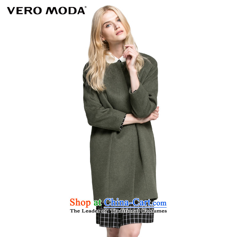 Vero moda solid color thick fabrics round-neck collar Lok rotator cuff straight hair? |315327032 coats are army green155_76A_XS 043