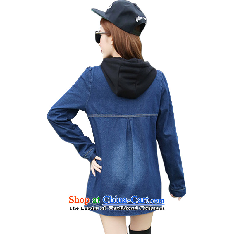 Mikhin 2015 Autumn and replace the new to intensify the thick MM larger female Korean fashion in a very casual long jacket female F6437 cowboy blue single row detained 2XL, Purple - advisory shopping on the Internet has been pressed.