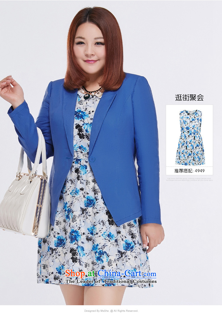 Msshe xl women 2015 new fall thick MM long-sleeved linen with small Jacket Color Blue  5XL bought 8,489 pictures, prices, brand platters! The elections are supplied in the national character of distribution, so action, buy now enjoy more preferential! As soon as possible.