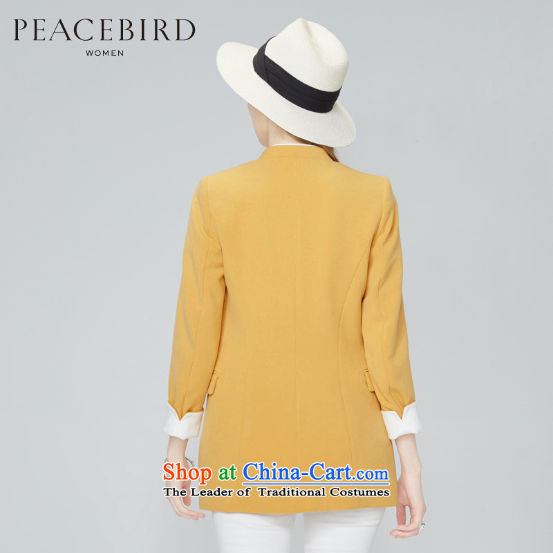 Women peacebird autumn 2015 new products long coats A1BB43405 collar yellow , L PEACEBIRD shopping on the Internet has been pressed.