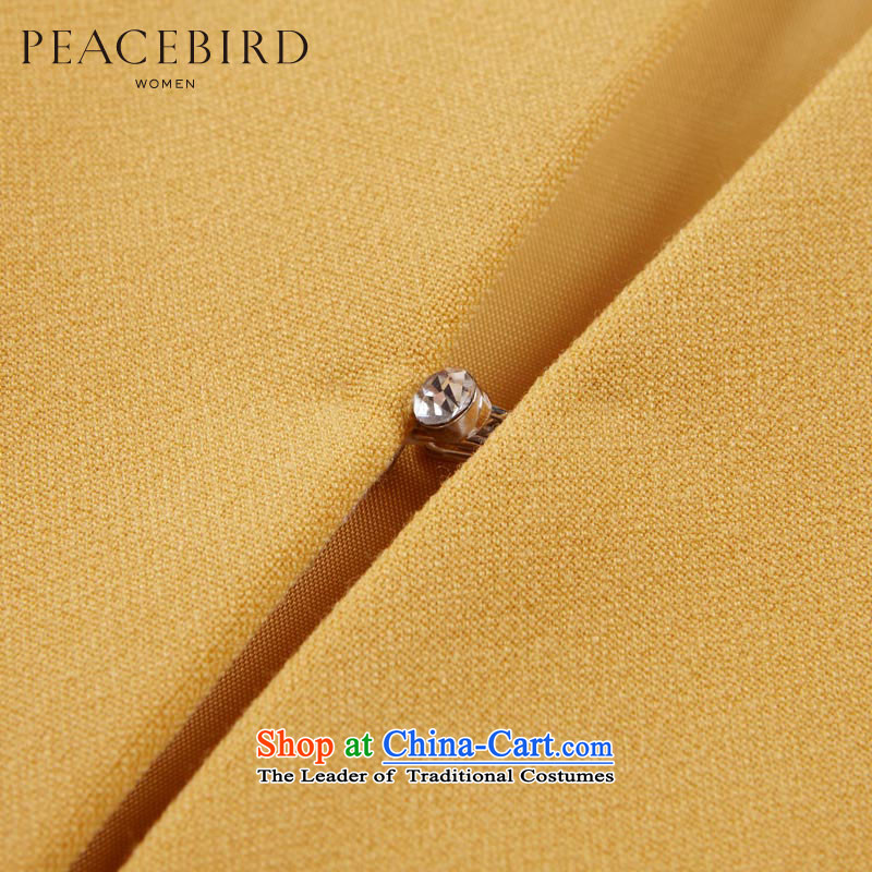 Women peacebird autumn 2015 new products long coats A1BB43405 collar yellow , L PEACEBIRD shopping on the Internet has been pressed.