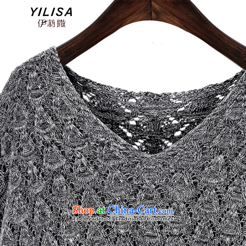 Elizabeth to sub-XL women new autumn knitted shirts thick mm Mount loose video thin autumn engraving leisure Sweater Knit-to-thick sister Y5977 picture color 4XL, Elizabeth (YILISA sub-shopping on the Internet has been pressed.)