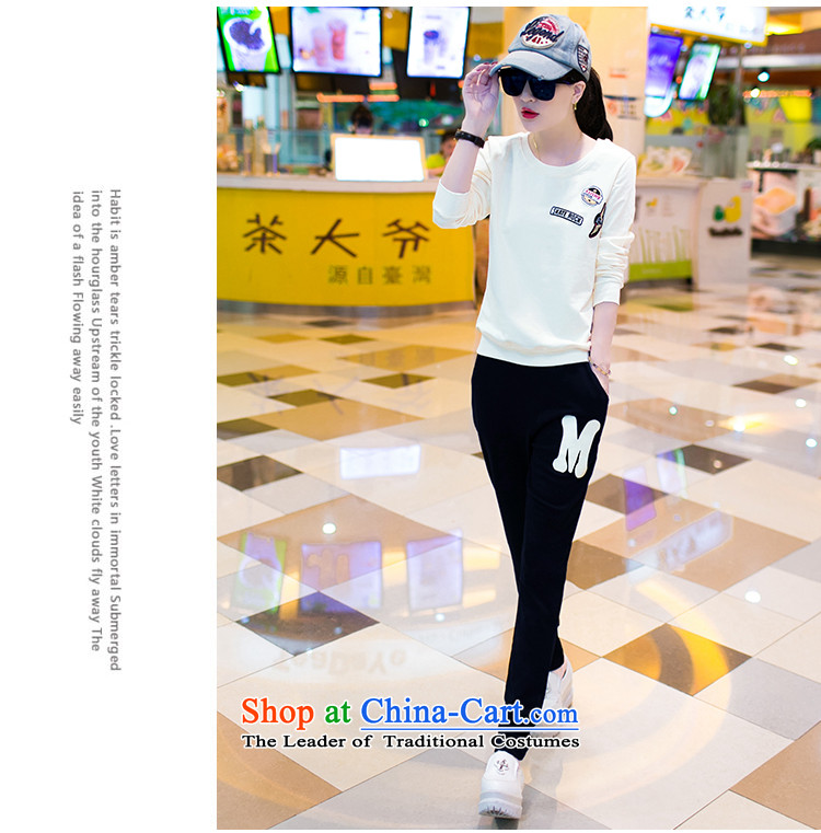 The world by 2015 Autumn Load Stephen Doi new large hedge female Korean version of teenage students round-neck collar long-sleeved clothes members kit leisure 419 white  L picture, prices, brand platters! The elections are supplied in the national character of distribution, so action, buy now enjoy more preferential! As soon as possible.