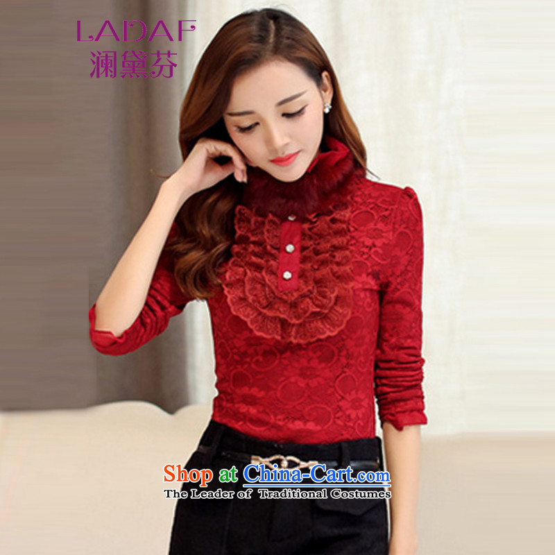 The World 2015 autumn and winter fun Doi new Korean Antique Lace wild forming the Netherlands high collar rabbit hair for the warm clothes 9829 lint-free almond  , L, World Doi Fen (LANDAIFEN) , , , shopping on the Internet