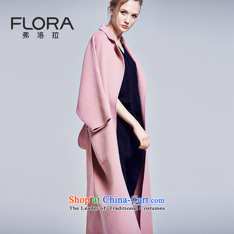 Florat _FLORA 2015 autumn and winter new double-side wool coat girl in long?_ European site temperament Sau San graphics port A jacket coltish pink XSsize is larger than the normal maximum recommended minimum 1-2 code