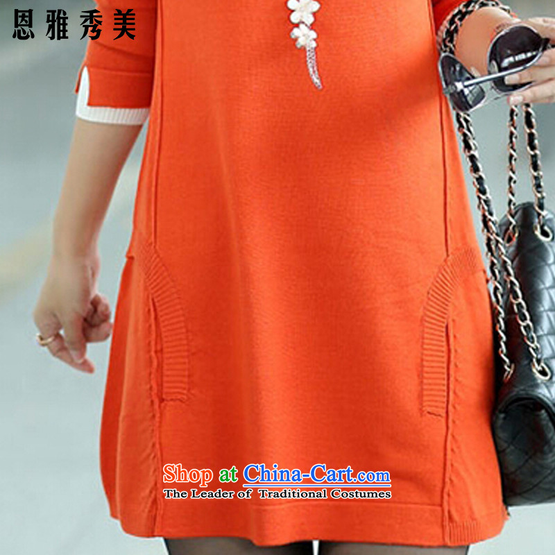 Eun-Ya Xiu 2015 autumn and winter new women's expertise to increase code mm in length) kit and knitwear loose video thin sweater dresses 8851# orange XXXL suitable for 150-165¨, Updfarmy Chief Su-mi , , , shopping on the Internet