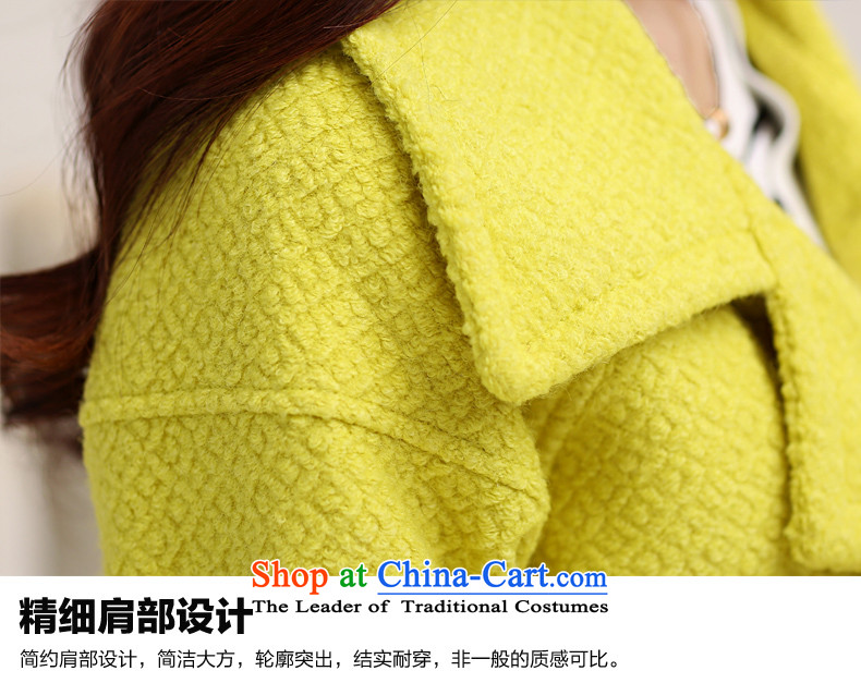 Land rental housing by 2015 Fall/Winter Collections of new western style woolen coat female non-cashmere overcoat and stylish OL tether thick coat jacket gross? female lemon yellow M picture, prices, brand platters! The elections are supplied in the national character of distribution, so action, buy now enjoy more preferential! As soon as possible.