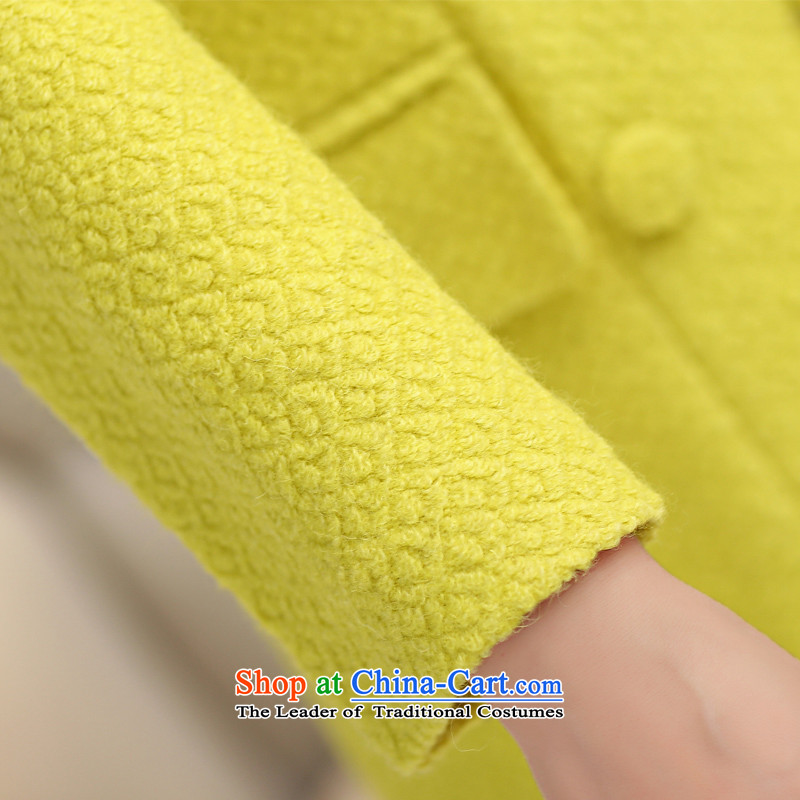 Land rental housing by 2015 Fall/Winter Collections of new western style woolen coat female non-cashmere overcoat and stylish OL tether thick coat jacket gross? female lemon yellow M land rental housing shopping on the Internet has been pressed.