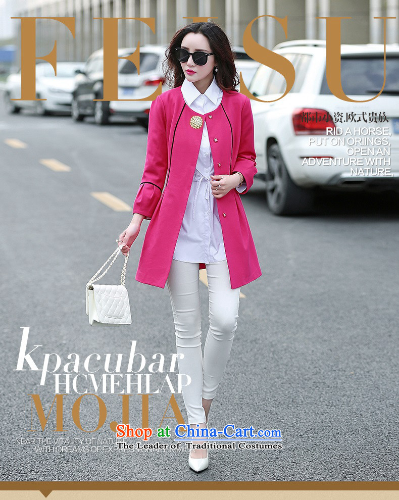 Morcar Connie snow wind jacket clothes with Korean autumn 2015 new leisure. Long single row detained women Sau San Air Yi Code Red XL Photo, prices, brand platters! The elections are supplied in the national character of distribution, so action, buy now enjoy more preferential! As soon as possible.