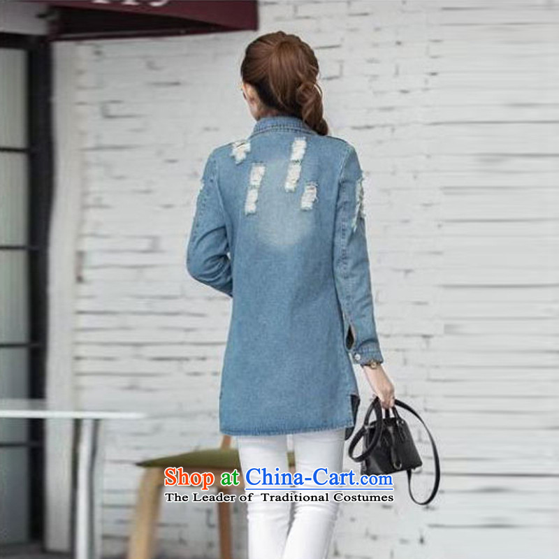 The new 2015 Zz&ff autumn and winter large decorated in video thin female 200 MM in thick long catty, denim jacket coat picture color XXL( recommendations 120-140 catty ),ZZ&FF,,, shopping on the Internet