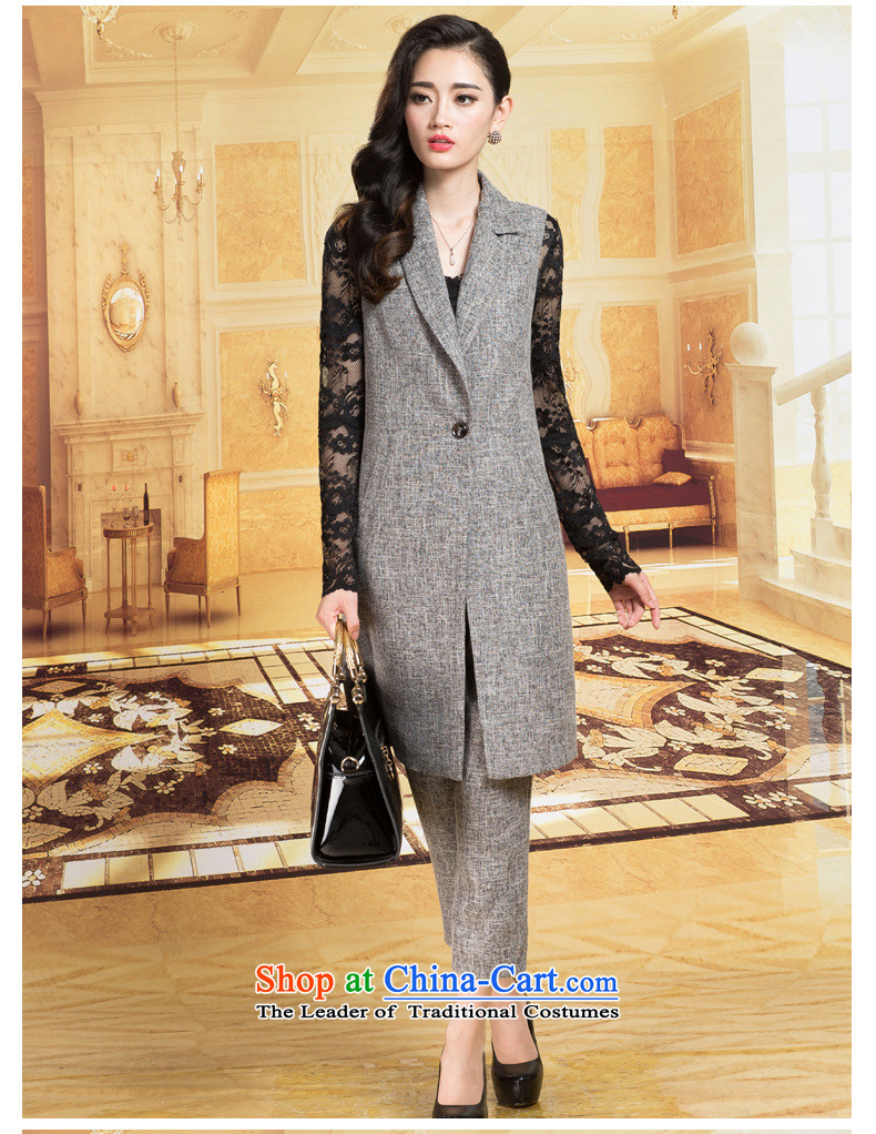 Female 1325#2015 early autumn OL temperament female pure color kit two elegant dark gray XL Photo, prices, brand platters! The elections are supplied in the national character of distribution, so action, buy now enjoy more preferential! As soon as possible.