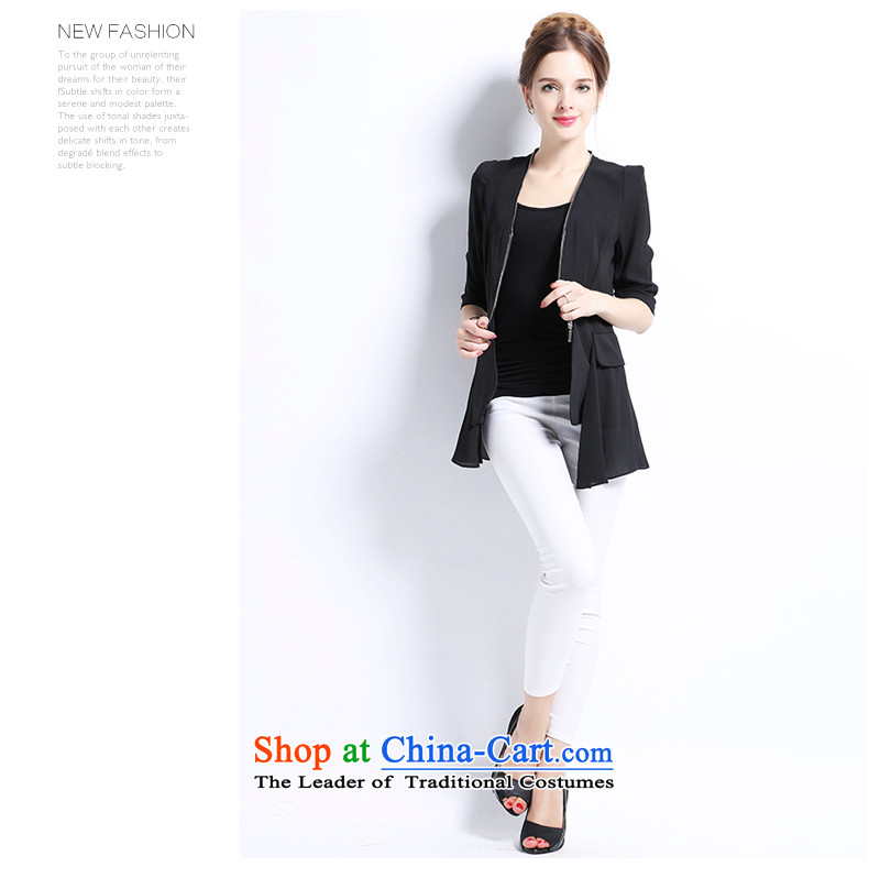 Luo Shani Flower Code women's expertise in the autumn mm2015 new) cuff zipper cardigan solid color chiffon stitching small coat 2889 Black 5XL( wild small coat) Picture, prices, brand platters! The elections are supplied in the national character of distribution, so action, buy now enjoy more preferential! As soon as possible.
