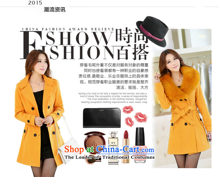 Piao Mr NGAN 2015 gross? In coats long nagymaros collar Korean windbreaker winter coats a cashmere ROOM D308 Yellow  L picture, prices, brand platters! The elections are supplied in the national character of distribution, so action, buy now enjoy more preferential! As soon as possible.