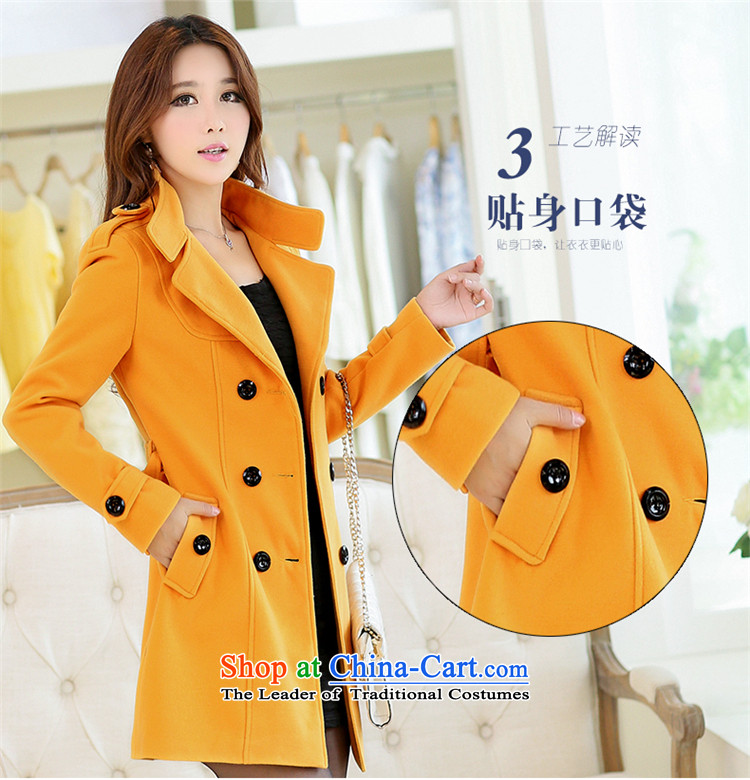 Piao Mr NGAN 2015 gross? In coats long nagymaros collar Korean windbreaker winter coats a cashmere ROOM D308 Yellow  L picture, prices, brand platters! The elections are supplied in the national character of distribution, so action, buy now enjoy more preferential! As soon as possible.