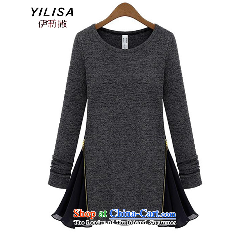 Elizabeth sub-XL to Europe and the women's autumn new shirts thick MM autumn and winter 200 catties video thin long-sleeved shirt leisure wear T-shirt K626 pure cotton black 5XL, Elizabeth YILISA (sub-) , , , shopping on the Internet