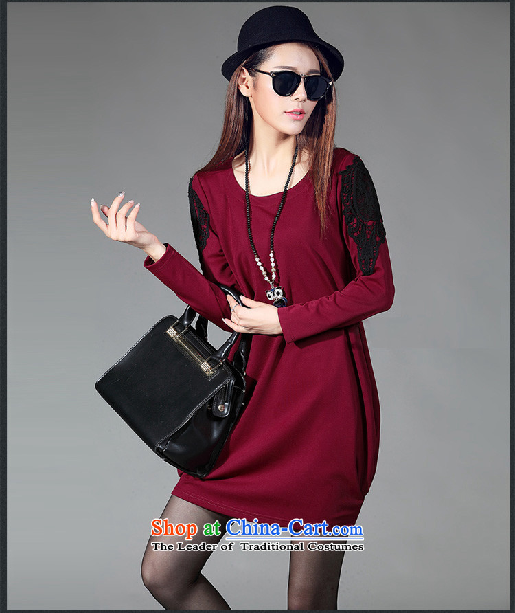 Ikago Ling autumn 2015 the new Korean version of large numbers of ladies fashion video thin lanterns skirt threw a long-sleeved dresses Y8245 wine red XXXL picture, prices, brand platters! The elections are supplied in the national character of distribution, so action, buy now enjoy more preferential! As soon as possible.