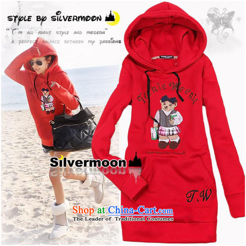 2015 to increase the burden of winter clothing 200 thick, Hin thin coat on the lint-free extra sweater thick mm woolen sweater in a relaxd long thick sister sweater female Cubs Red _winter_ lint-free_ enlarge XL_170-210 catty option_