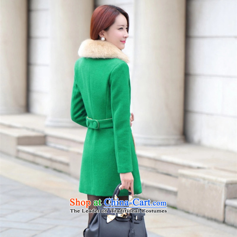 The Fifth Committee Yi Xuan 2015 autumn and winter suits for gross double-color in the Spell Checker long hair? female a cashmere overcoat jacket 3358 Green XXL, obligations (li Xuan Yi xuan) has been pressed clothes shopping on the Internet