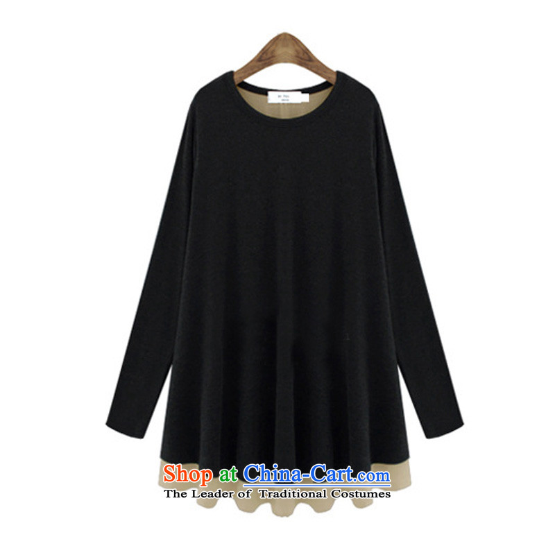 O Ya-ting to increase women's code 2015 autumn and winter thick mm new graphics thin chiffon stitching in long-sleeved long T-shirts, forming the Netherlands 988 Black 4XL 165-200 recommends that you, O Jacob aoyating Ting () , , , shopping on the Interne