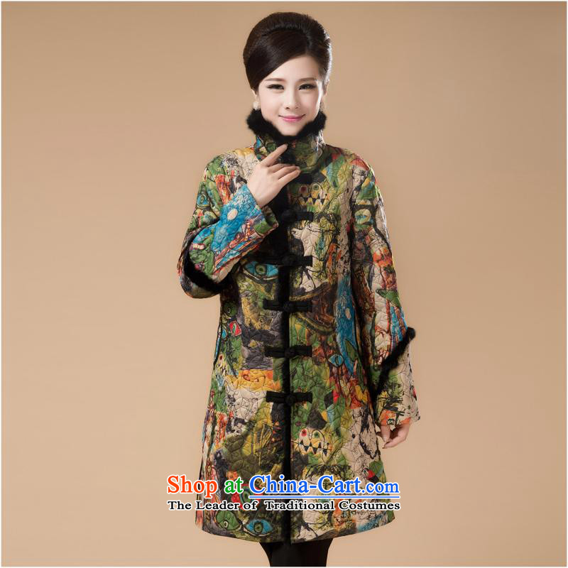 The new Iraqi gauneau) women's older thick winter clothing in load mother long ethnic cotton coat ãþòâ rabbit hair Tang jacket. 4XL., grass green (genuoyi gauneau) , , , shopping on the Internet