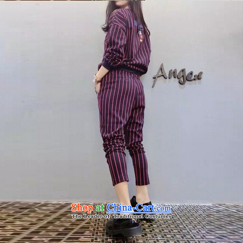 Mr James TIEN yi won increase women's Borneo is indeed to women's sports kit trousers female thick sister larger female 200 catties autumn replacing thick MM thick) two sweater kit for 180 grape 5XL purple to 200 catties of fat, Mr James TIEN Yi Han (JUNY