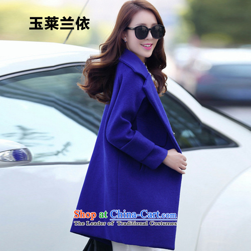 In accordance with the 2015-yuk leyland autumn and winter new gross Women's jacket?   in the Korean female YL1567 long jacket, Blue , Jade (YLLY LEYLAND) , , , shopping on the Internet