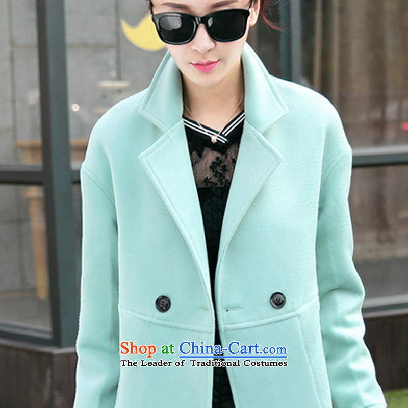 Noras Ding Fall 2015 gross girls jacket? Long Korean Sau San suits cashmere a wool coat female light green M NORAS Ding shopping on the Internet has been pressed.
