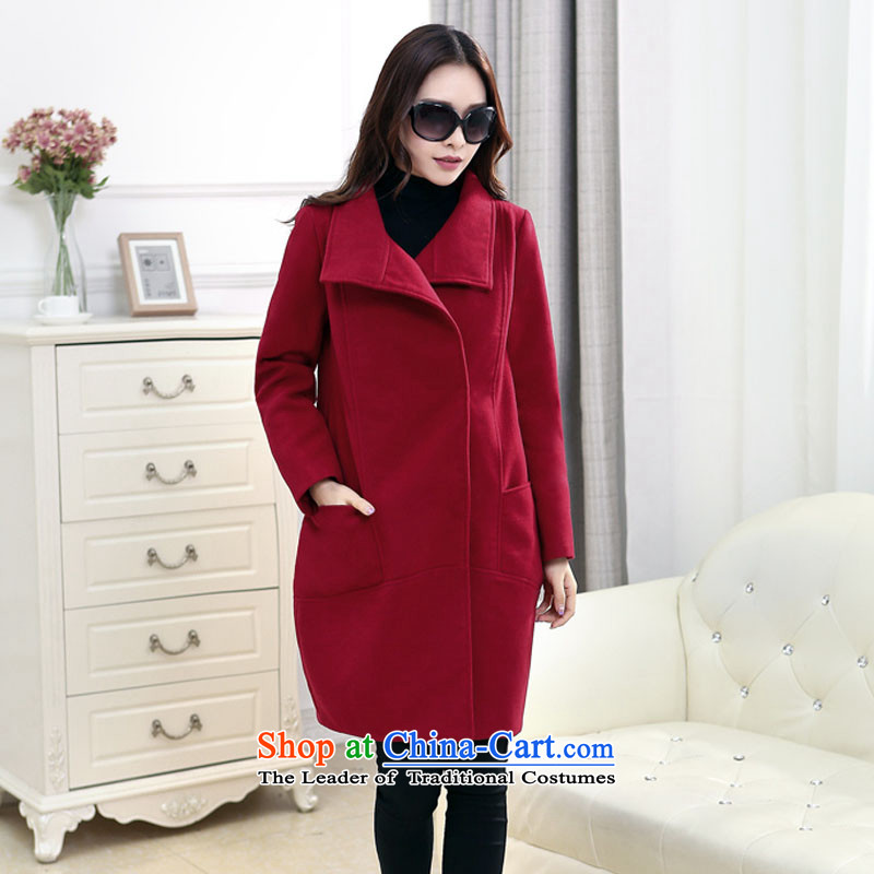 Flower to Isabelle winter larger female thick mm gross? Lapel Stylish coat in long loose a wool coat D1970 4XL(175-200 wine red flower stock), the burden of Isabel (dufflsa) , , , shopping on the Internet