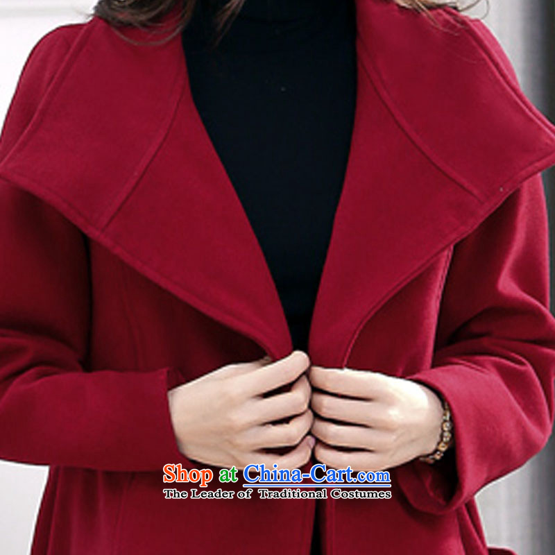 Flower to Isabelle winter larger female thick mm gross? Lapel Stylish coat in long loose a wool coat D1970 4XL(175-200 wine red flower stock), the burden of Isabel (dufflsa) , , , shopping on the Internet