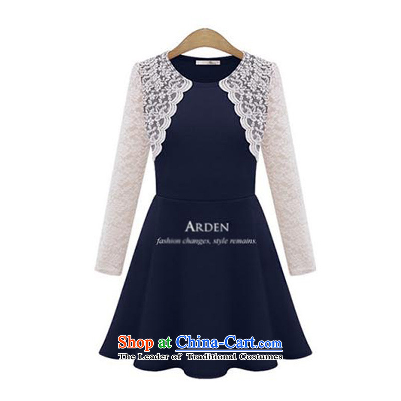 O Ya-ting to increase women's code 2015 autumn and winter lace dresses thick mm new graphics thin long-sleeved shirt female skirts, forming the temperament 323 Navy 4XL recommends that you, O Jacob 160-180-ting (aoyating) , , , shopping on the Internet