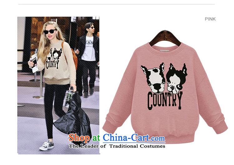 Xiang Jiang to increase women's code 200 catties thick sister autumn and winter new very casual clothes dog stamp long-sleeved Pullover sweater T-shirt female 337 light beige 5XL large pictures, prices, brand platters! The elections are supplied in the national character of distribution, so action, buy now enjoy more preferential! As soon as possible.