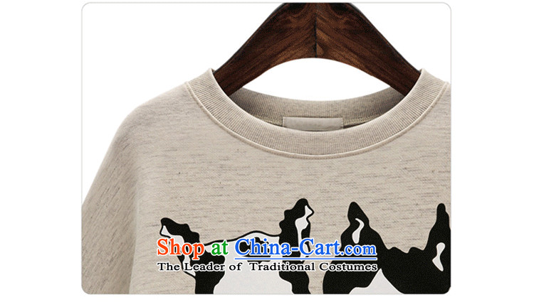 Xiang Jiang to increase women's code 200 catties thick sister autumn and winter new very casual clothes dog stamp long-sleeved Pullover sweater T-shirt female 337 light beige 5XL large pictures, prices, brand platters! The elections are supplied in the national character of distribution, so action, buy now enjoy more preferential! As soon as possible.