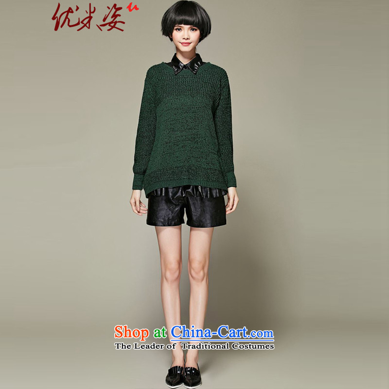 Optimize m Gigi Lai Package Mail C.o.d. autumn 2015 new product lines for autumn and winter just a thin stylish leather sweater graphics for loose in long female sweater green 2XL 150 to 190 catties recommendations to optimize umizi postures (m) , , , sho